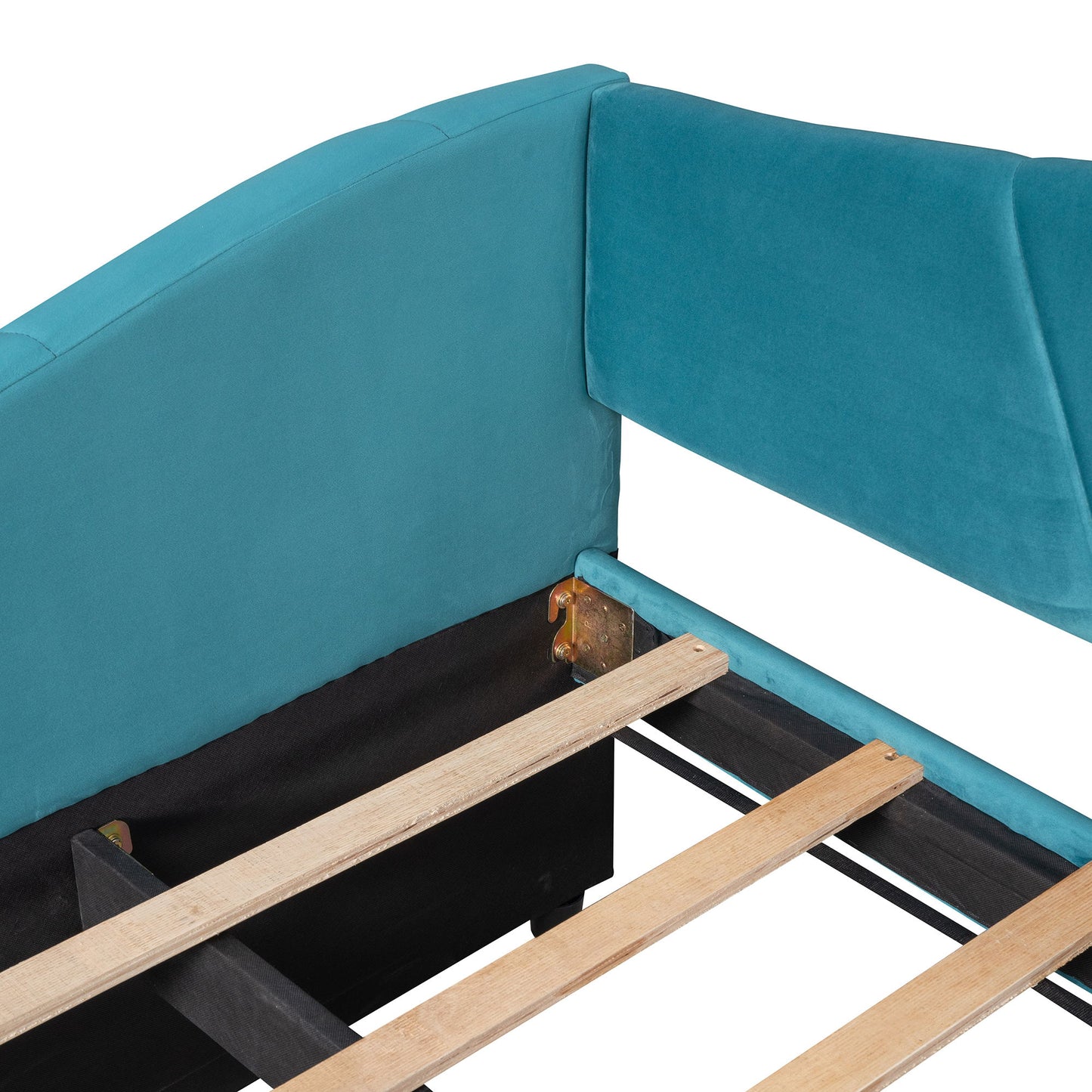 Twin Size Upholstered Daybed Sofa Bed With Trundle And Slat - Blue