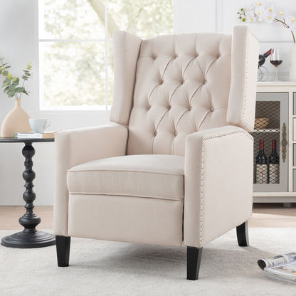 Manual Wing Chair Recliner - Beige