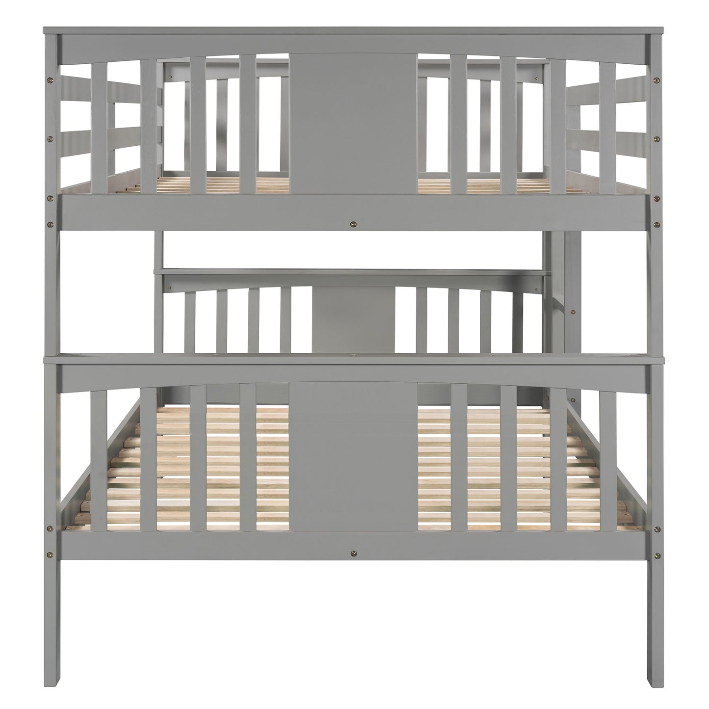 Full Over Full Bunk Bed With Ladder For Bedroom - Gray