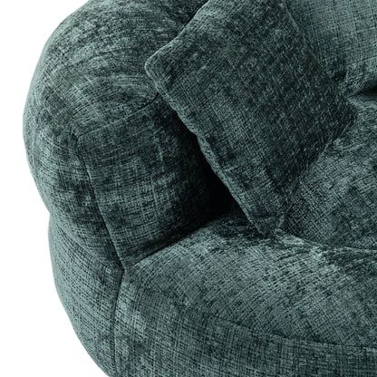 Chenille High Back Bean Bag Chair Couch With 3 Pillows, Indoor & Outdoor, Single Gaming Sofa For Bedroom - Emerald