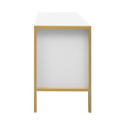 Modern Minimalist TV Stand For TVs Up To 75", Entertainment Center Media Console Cabinet With 2 Spacious Cabinets For Living Room - White