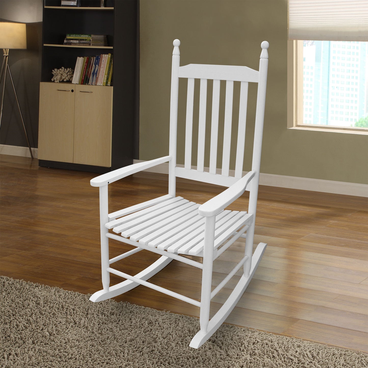Wooden Porch Rocker Chair, Without Mat - White