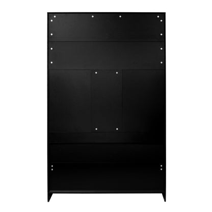 Entryway Bench With Coat Rack, 3 In 1 Design And Adjustable Shelves, Hall Tree With 7 Hooks For Entrance, Living Room - Black