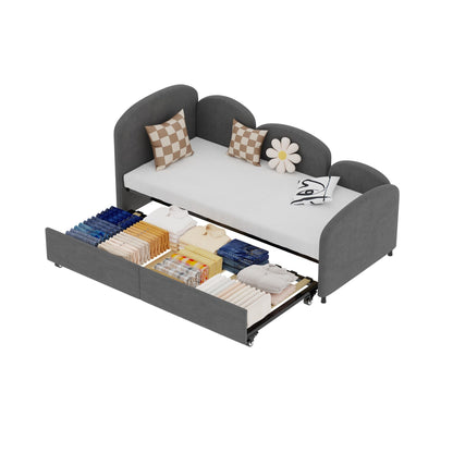 Modern Twin Size Upholstered Daybed With Additional Bed Frame - Dark Gray