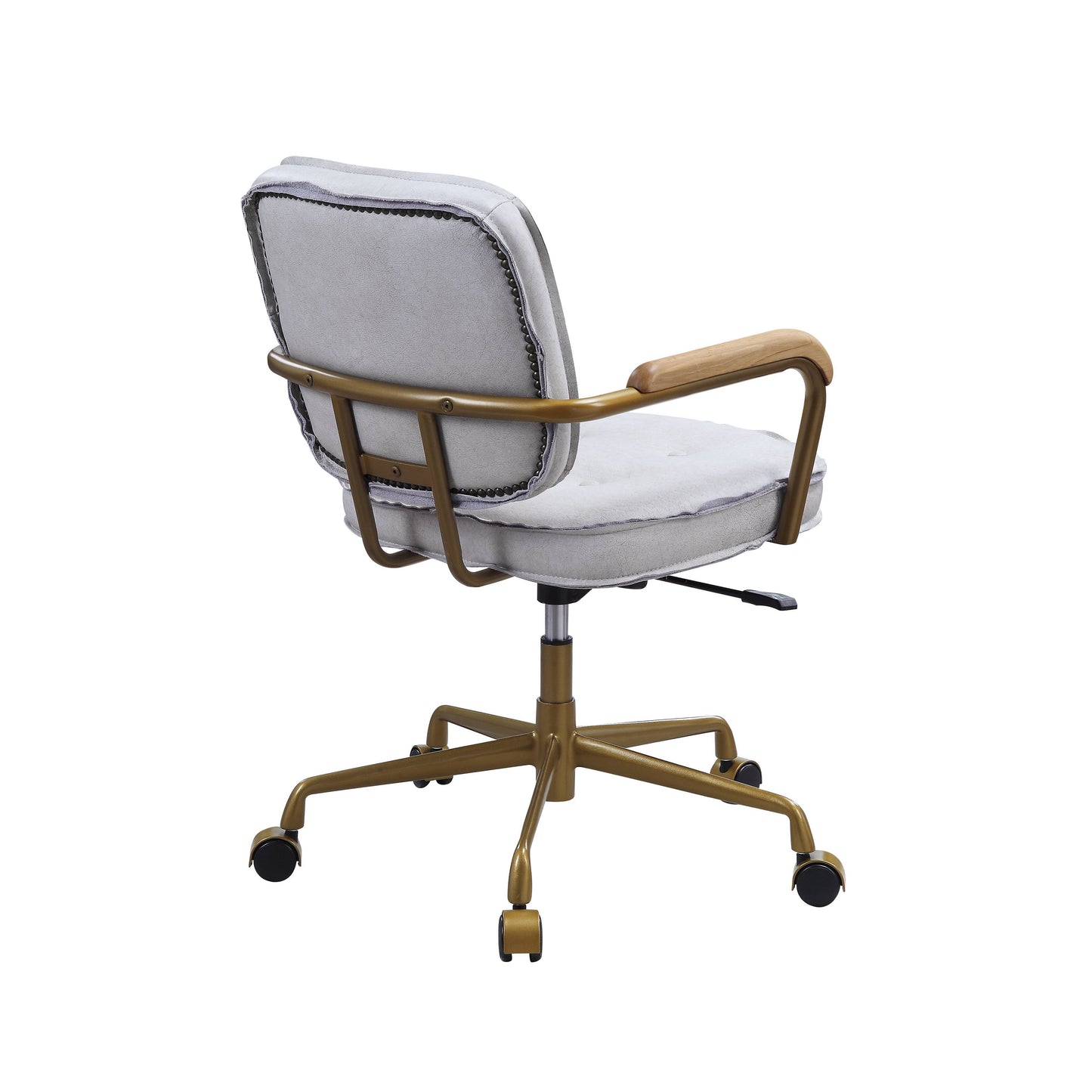 Siecross - Vintage Top Grain Leather Office Chair - Antique White / Gray