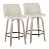 Toriano - Contemporary Fixed Height Counter Stool Swivel With Round Footrest (Set of 2) - Light Gray / Cream