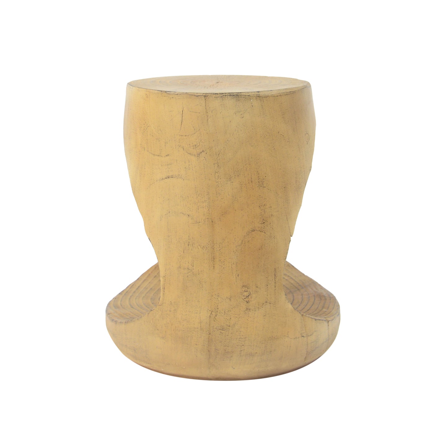 Mgo Hollow Side Table With Wood - Like Texture - Natural