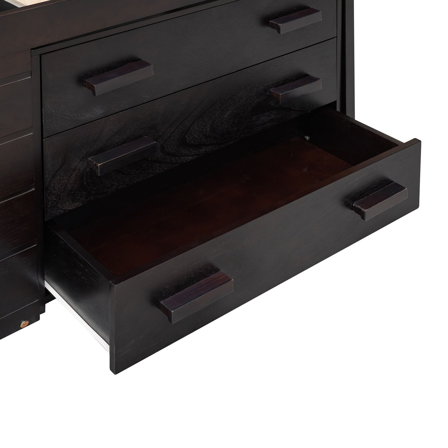 Twin Size Loft Bed With Cabinet And Shelf - Espresso