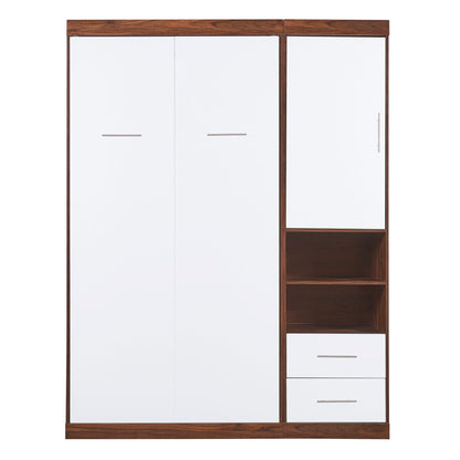 Twin Size Murphy Wall Bed With Cabinet - White