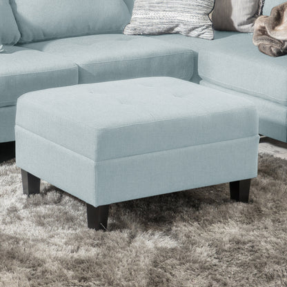 Classic Ottoman With Cushioned Top - Blue