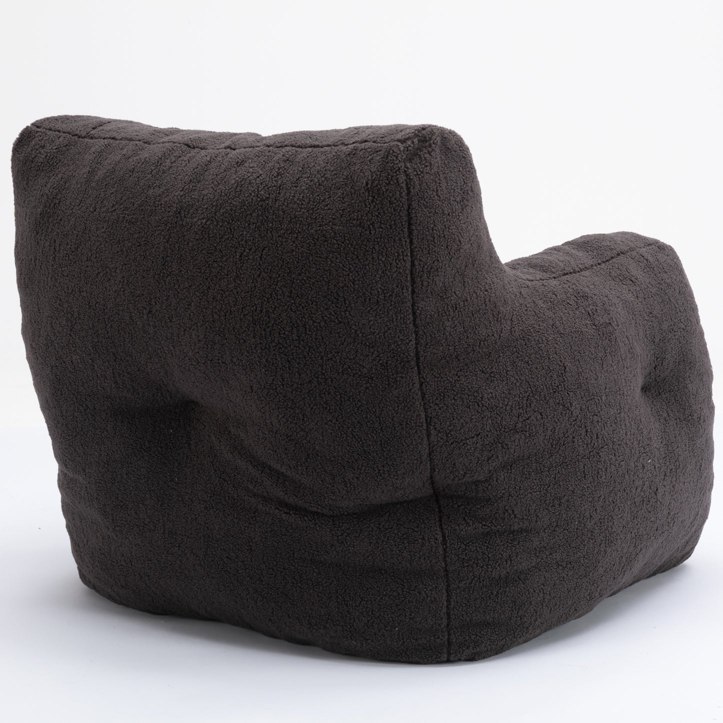 Soft Teddy Fabric Tufted Foam Bean Bag Chair With Teddy Fabric - Dark Gray