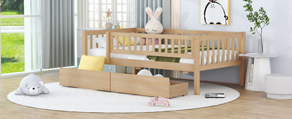 Twin Size Daybed Bed With Two Drawers - Natural