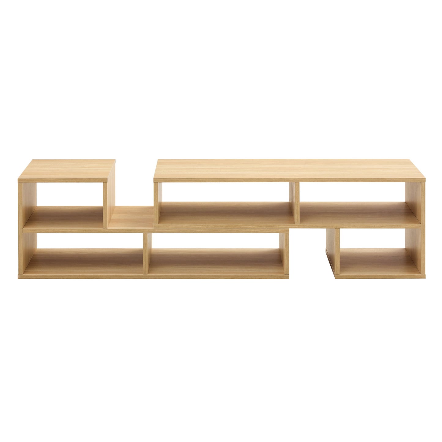 2 Piece Cube TV Stand And L Shaped Entertainment Center With Open Storage And 2 Shelves - Burly Wood
