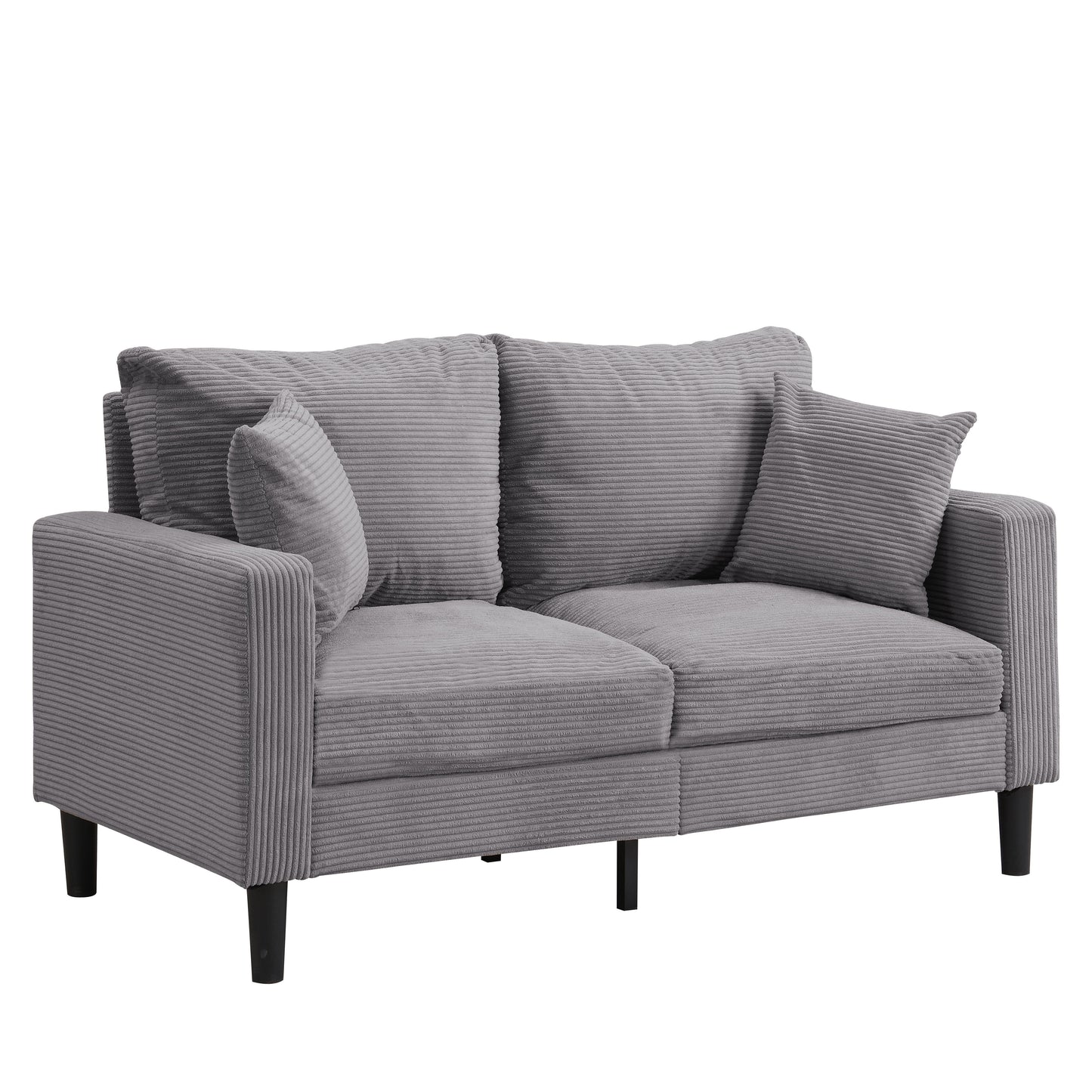 Modern Upholstered Resilience Loveseat Sofa With Wooden Frame, Comfy 2 Seat For Small Space - Light Gray