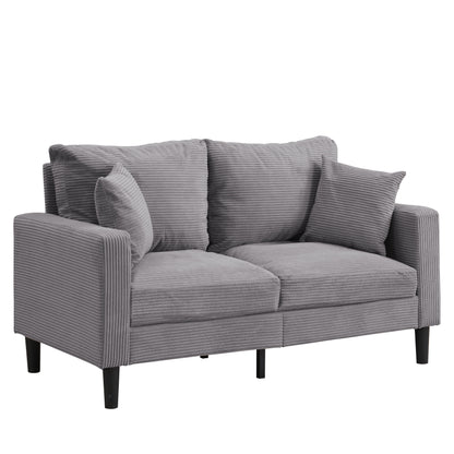 Modern Upholstered Resilience Loveseat Sofa With Wooden Frame, Comfy 2 Seat For Small Space - Light Gray