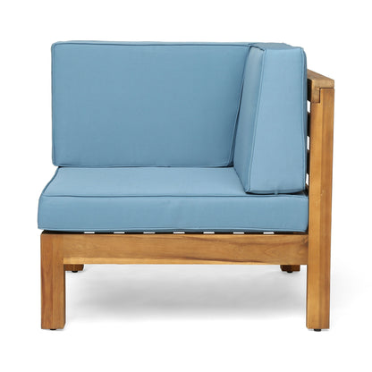 Oana - 2 Piece Love Seat Set, Acacia Wood Frame With Water Resistant Cushions - Blue