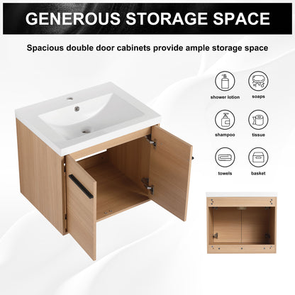 Bathroom Vanity Set With Resin Countertop Sink, 2 Doors - Oak