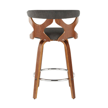 Gardenia - Mid-Century Modern Counter Stool (Set of 2) - Walnut / Charcoal