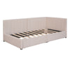 Twin Size Upholstered Daybed With 2 Storage Drawers, Sofa Bed Frame No Box Spring Needed - Beige