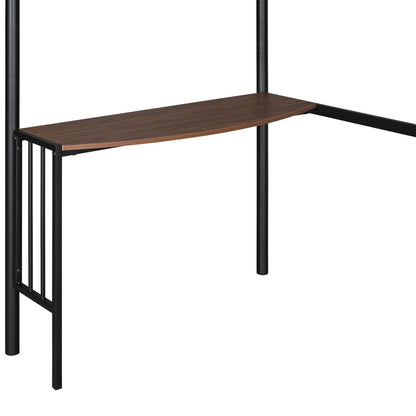 Twin Over Full Metal Bunk Bed With Desk, Ladder And Quality Slats For Bedroom - Metallic Black
