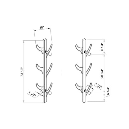 Vertical Eight Hook Coat Rack Wall Mount - White