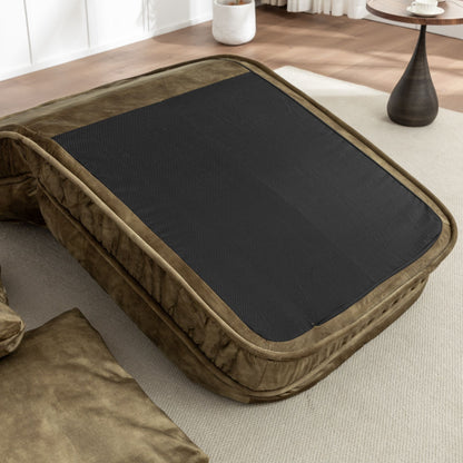 Upholstered Human Dog Bed And Pets Bean Bag Floor Sofa With Massage Pillow, 5 Adjustable Positions & 2 Soft Pillows Velvet With Foam And Iron Plastic Frame - Green