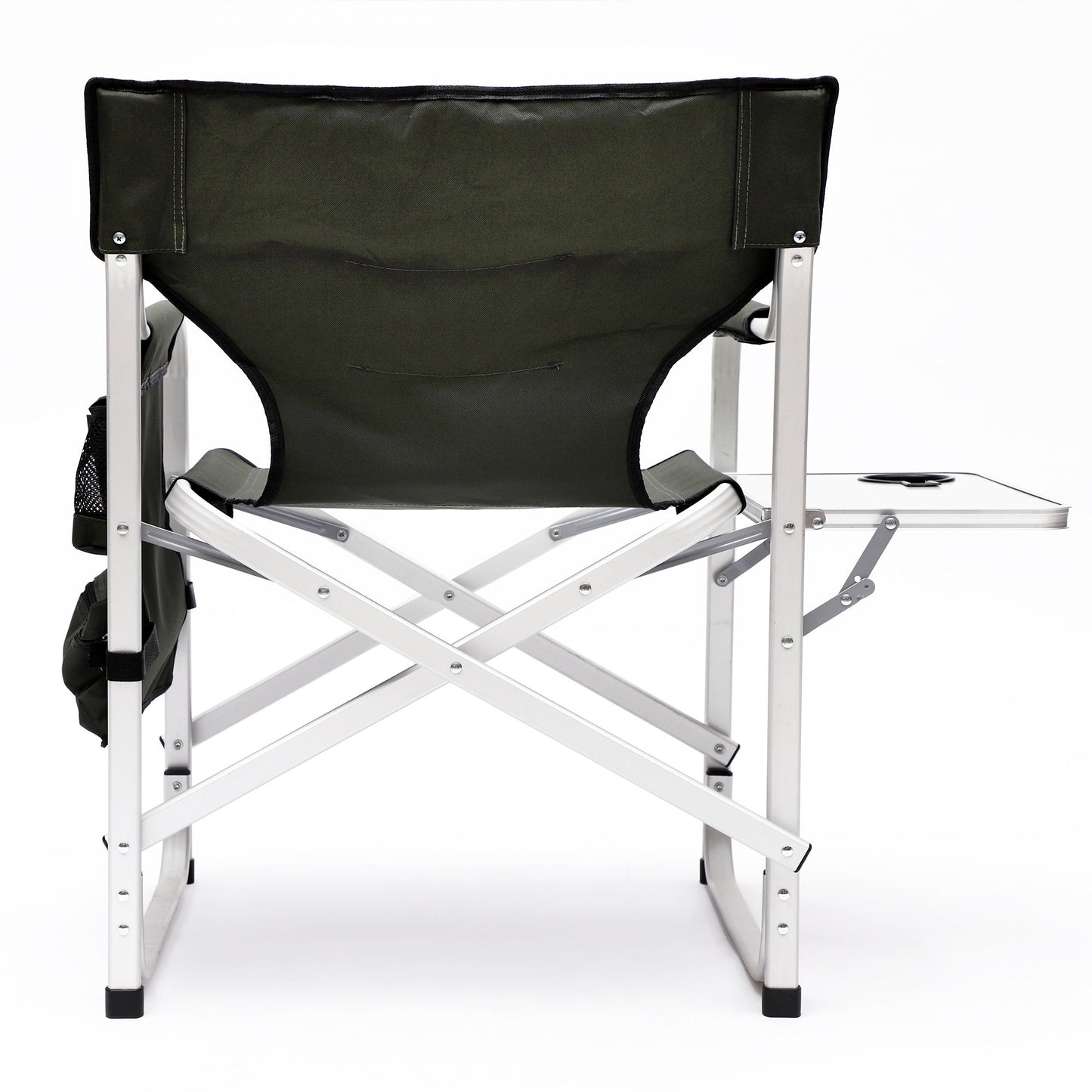 Padded Folding Outdoor Chair With Side Table And Storage Pockets, Lightweight Oversized Directors Chair For Indoor, Outdoor Camping, Picnics And Fishing - Green