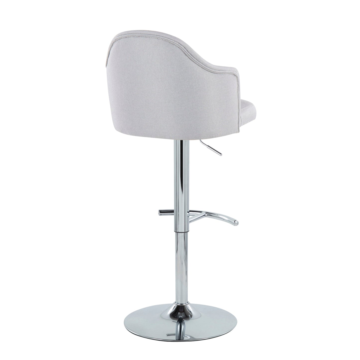 Ahoy - Contemporary Adjustable Barstool With Swivel With Rounded T Footrest (Set of 2) - Chrome / Light Gray
