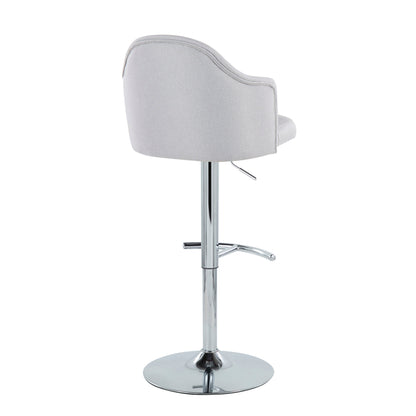 Ahoy - Contemporary Adjustable Barstool With Swivel With Rounded T Footrest (Set of 2) - Chrome / Light Gray