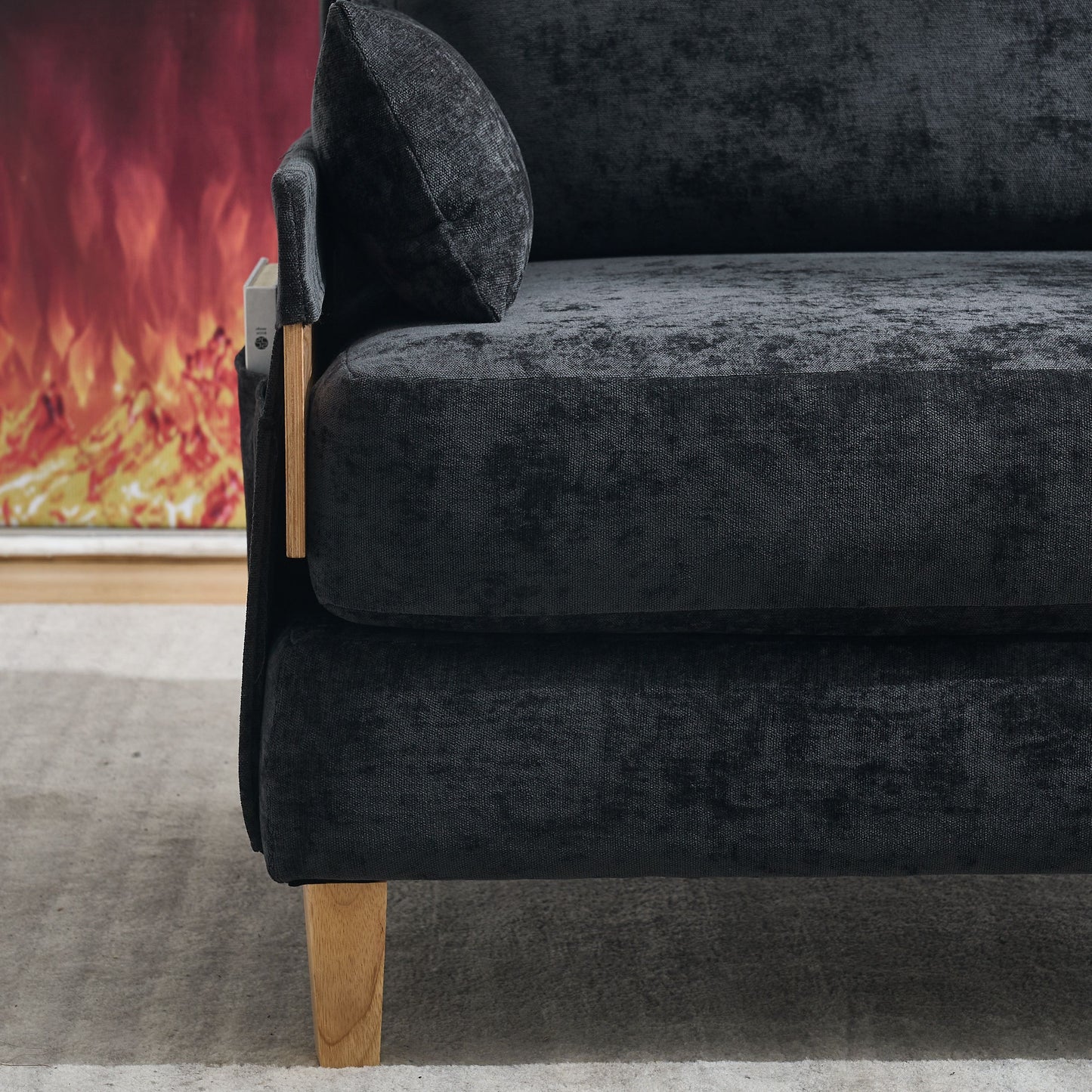 Mid Century Modern Foldable Sofa Bed Recliner, 3 - 1 Convertible Sleeper With 3 Pillows For Small Spaces - Black