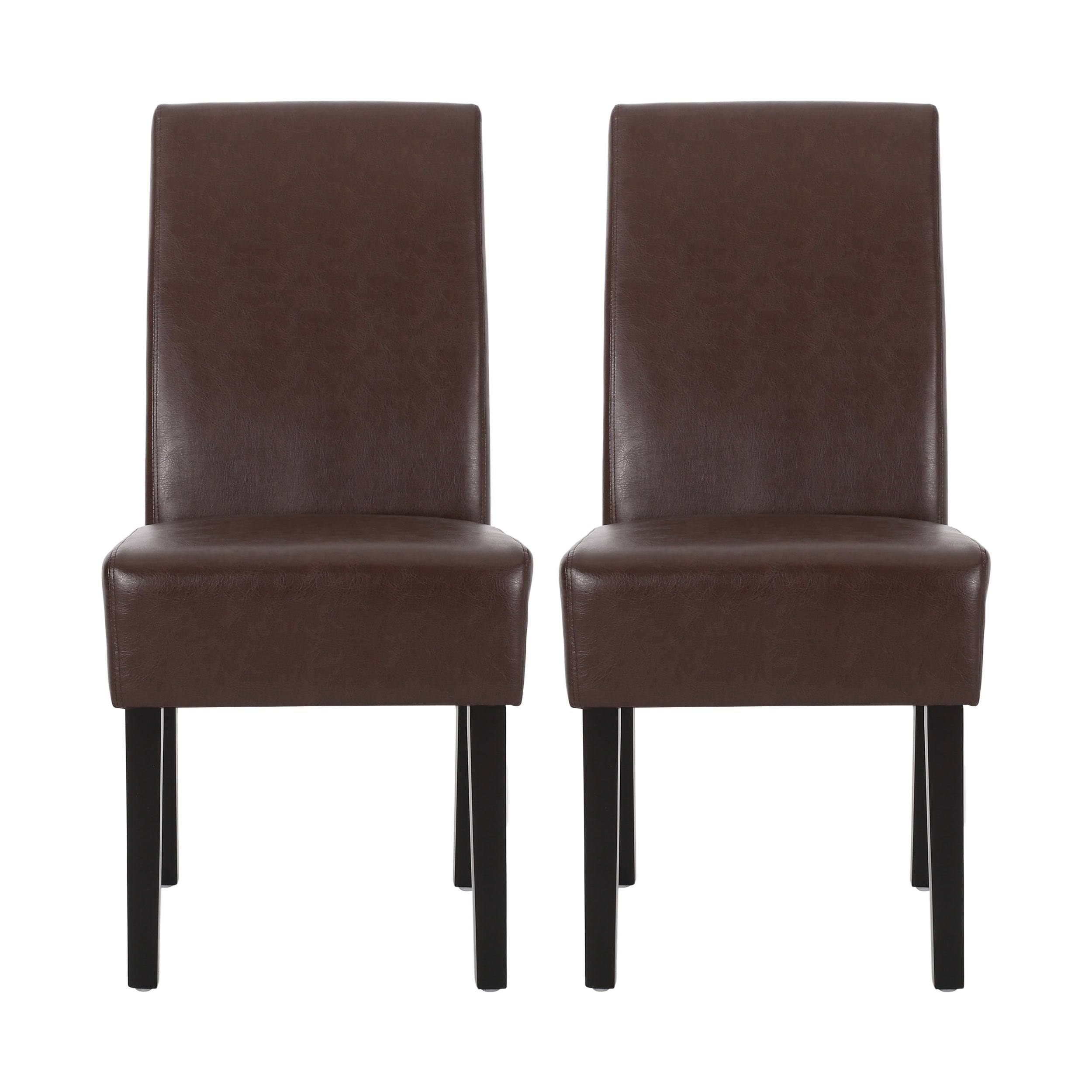 Contemporary Dining Chair (Set of 2) With Upholstery And Rubberwood Legs - Dark Brown