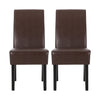 Contemporary Dining Chair (Set of 2) With Upholstery And Rubberwood Legs - Dark Brown