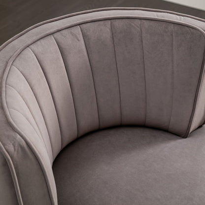 Swivel Barrel Chair, Round Armchairs With Fluffy, 360 Degree Swivel - Gray