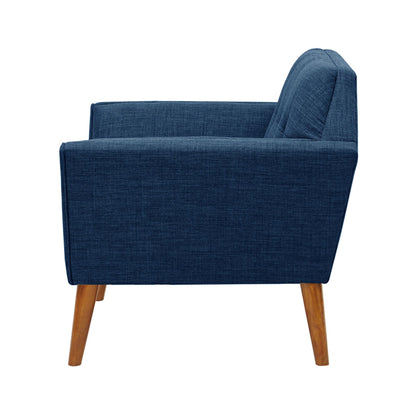 Mid - Century Lounge Chair With Button Tufting Polyester And Pecan Wood - Blue