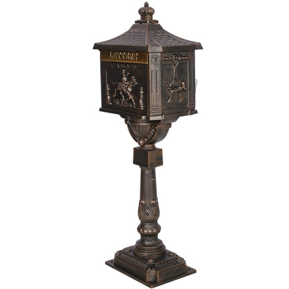 Cast Aluminum Mail Box, Postal Box, Mailbox - Bronze