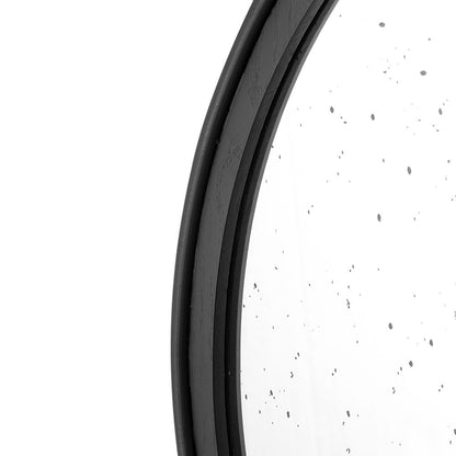 Round Hand Carved Rose Antique Mirror Frame, Wall Mirror For Live Space, Bathroom, Entryway Wall Decor - Black