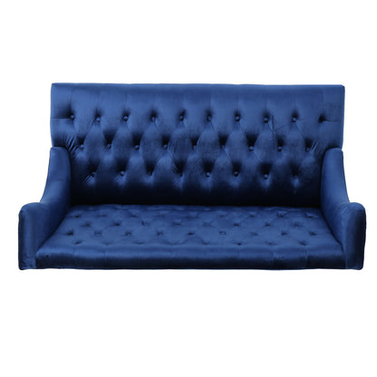 Nurturing - Upholstered Loveseat With Wing Back And Diamond Tufting - Navy Blue