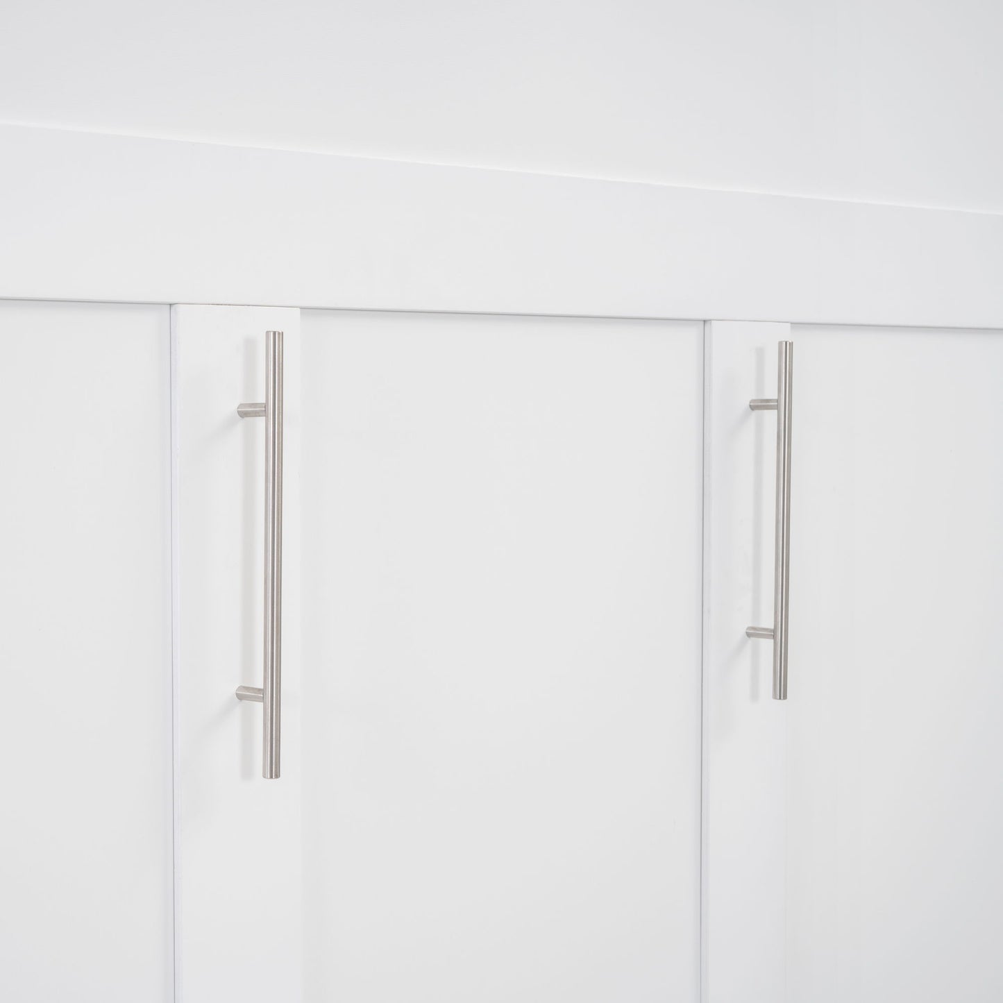 Full Size Murphy Wall Bed With Shelves, Drawers And LED Lights - White