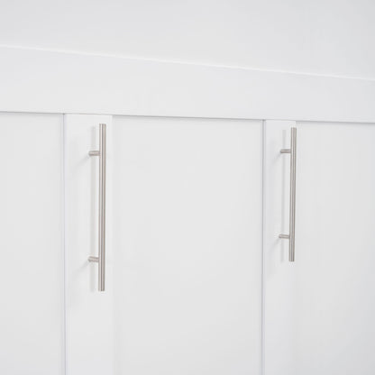 Full Size Murphy Wall Bed With Shelves, Drawers And LED Lights - White