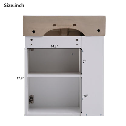 Modern Floating Bathroom Vanity With Ceramic Basin Perfect For Small Bathrooms, Left Side Storage - White
