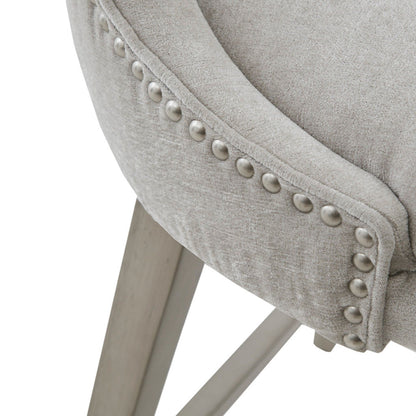 Swivel Counter Stool With Silver Detailing - Light Gray