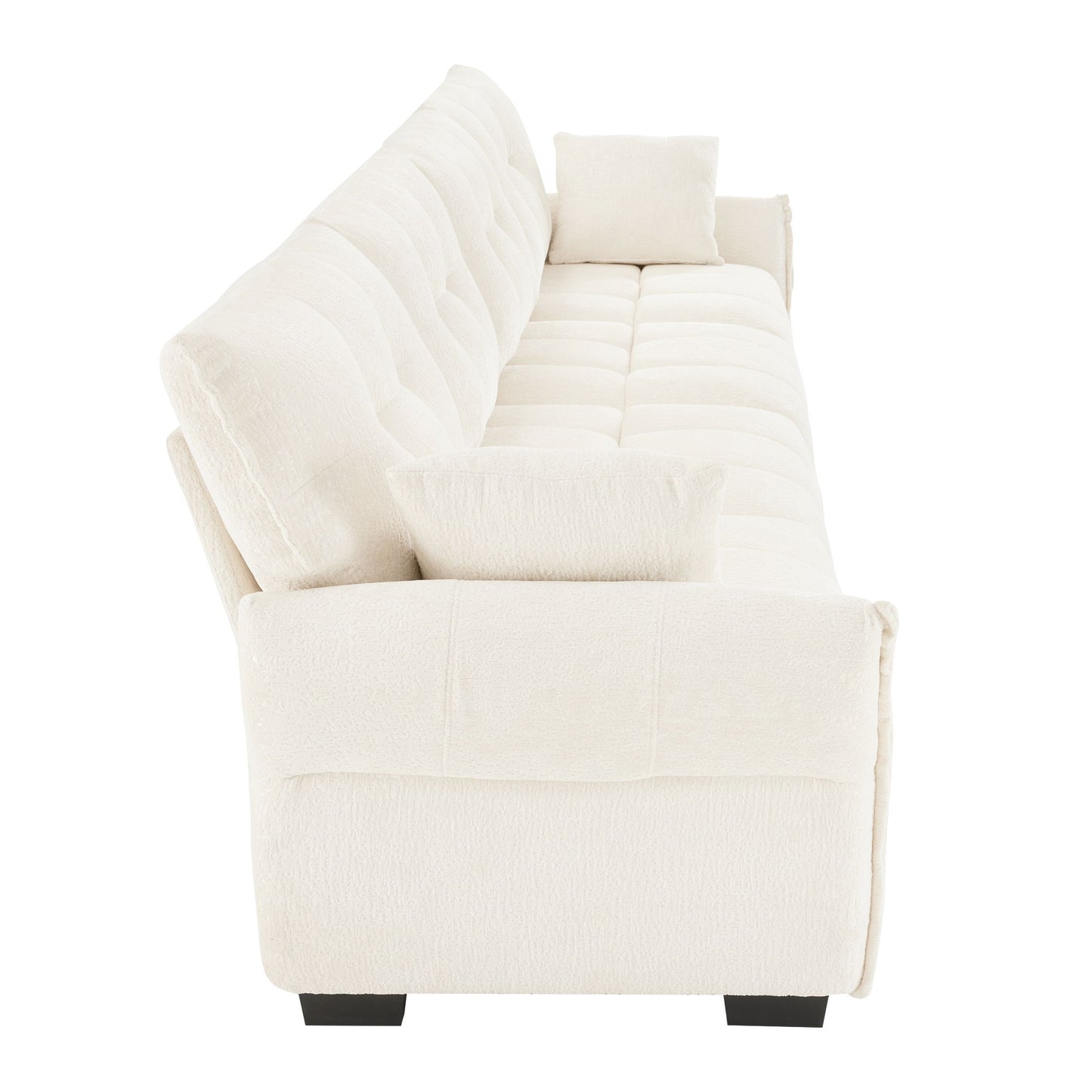 Modern 4 Seater Sofa Frame, Premium, High Resilience Cushions - White