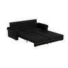 Pull Out Sofa Bed, 3 In 1 Faux Leather Convertible Sleeper Sofa With Nailhead Trim & Rolled Arm Multifunctional Sofa Bed For Living Room - Black
