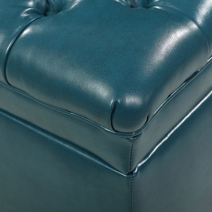 Juliana - Teal Storage Ottoman With Spacious Interior - Teal
