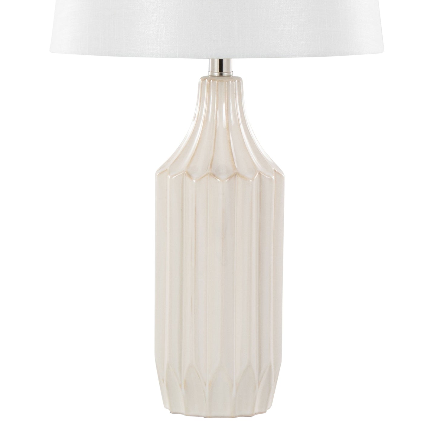 Stella - Contemporary Table Lamp - Gloss Cream / White