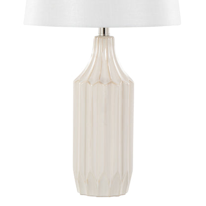 Stella - Contemporary Table Lamp - Gloss Cream / White
