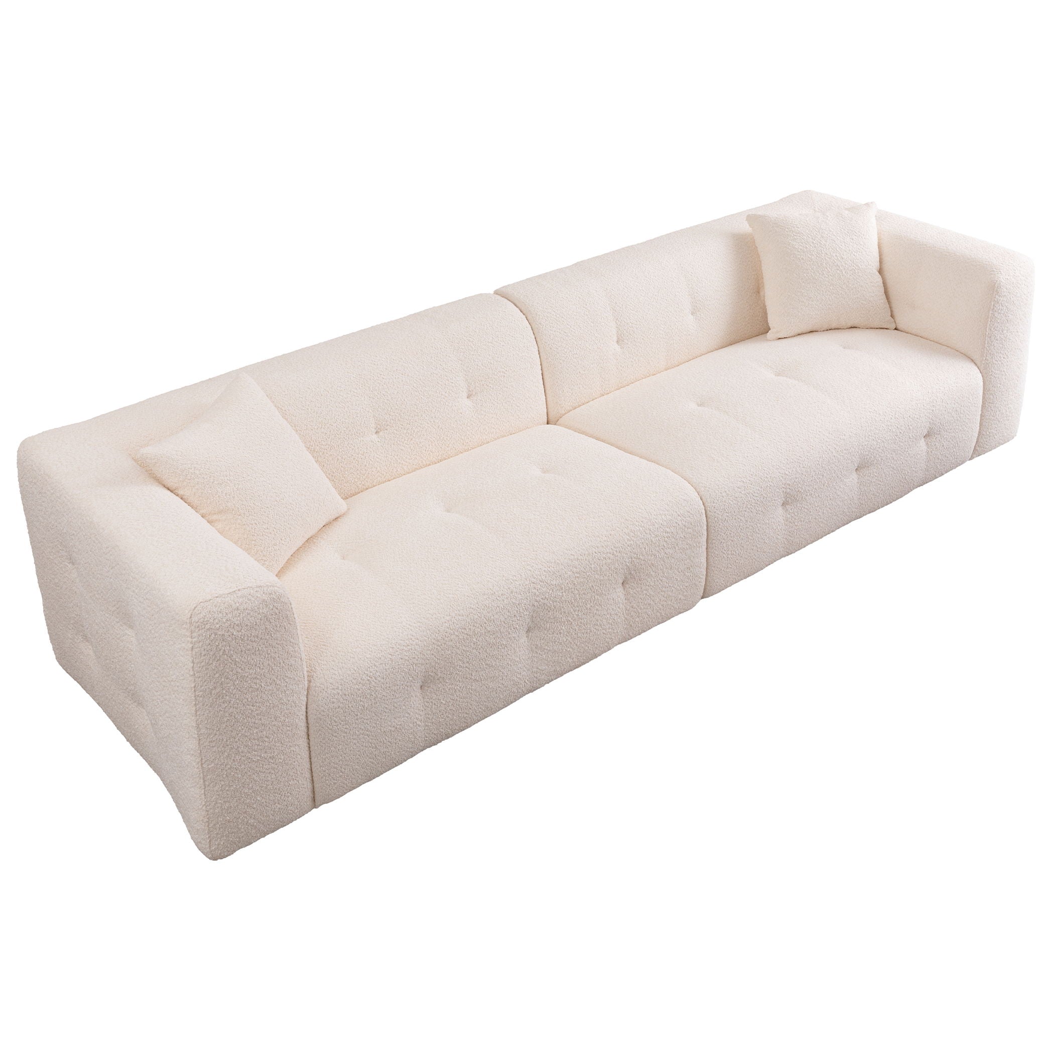 Stylish Sofa With Square Design And Thick Handrailing For Living Room Or Office - Beige