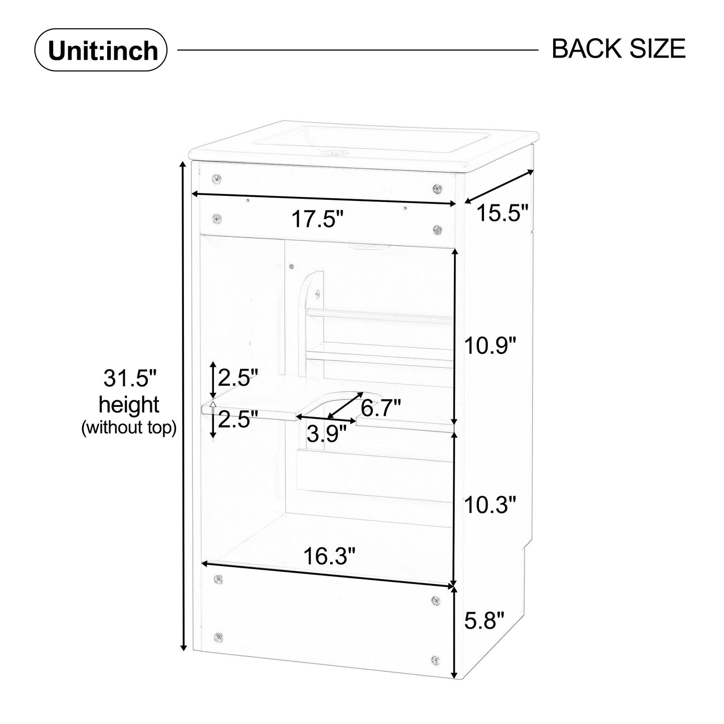 18" Bathroom Vanity With Sink, & Ceramic Cabinet With Adjustable Shelf - Green