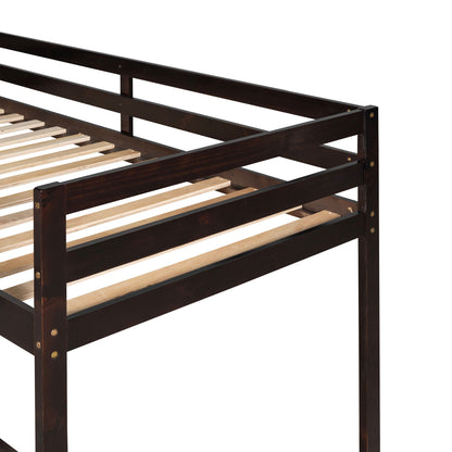 Twin Loft Bed With Slide, Multifunctional Design - Espresso