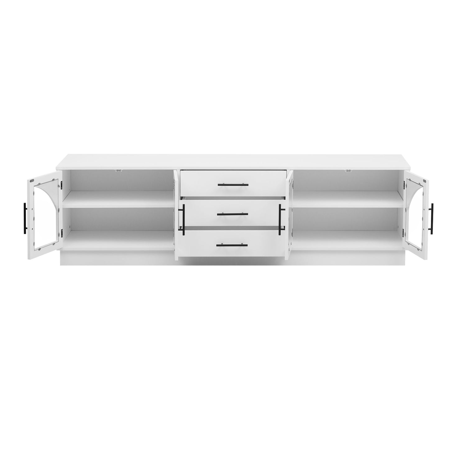 Modern Minimalist TV Stand For TVs Up To 75", Entertainment Center Media Console Cabinet With Adjustable Shelves For Living Room - White